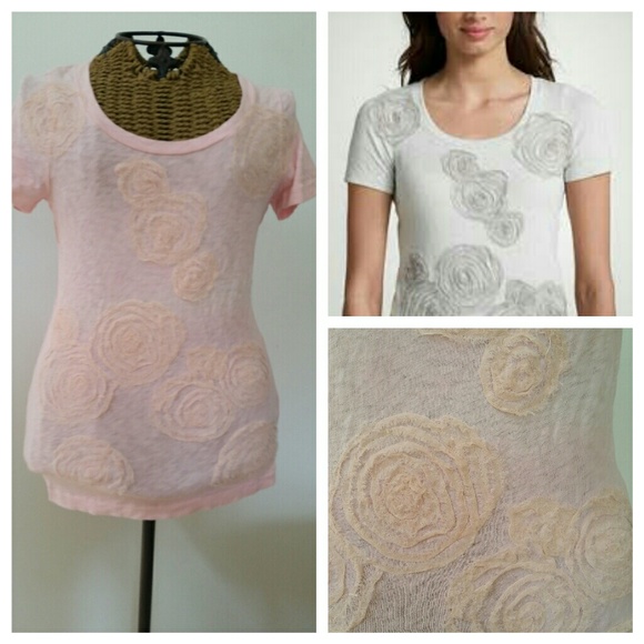 Xsoldx J CREW pink floral applique t shirt S - Picture 4 of 5